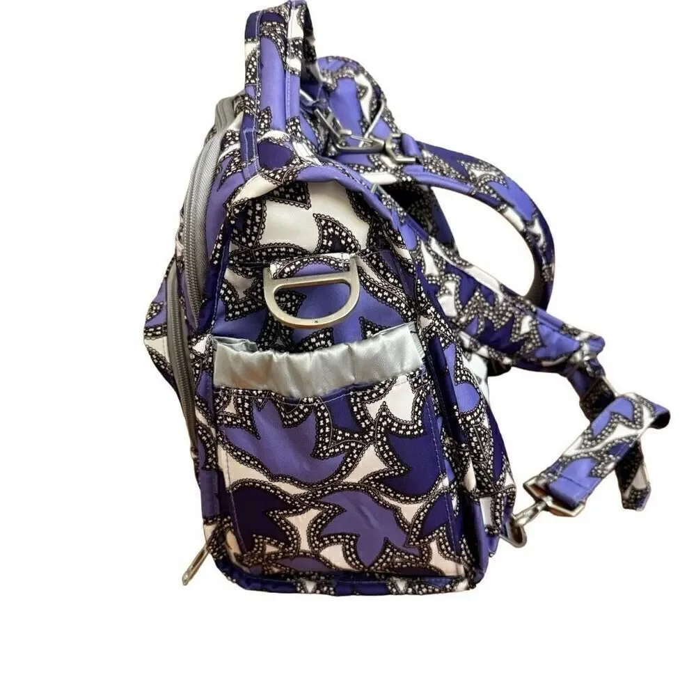 Ju-Ju-Be B.F.F. Diaper Bag Backpack in Lilac Lace Purple Leaf Print